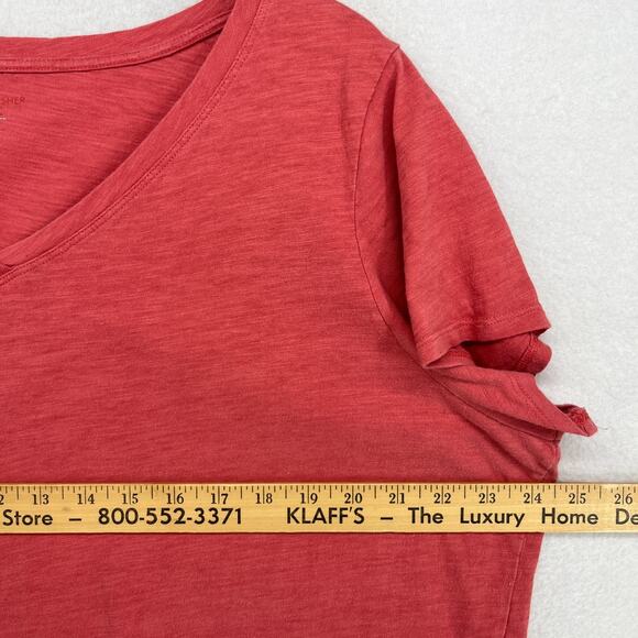 EILEEN FISHER Top 1X Slub Organic Cotton Jersey V-Neck Short Sleeve Red - Picture 10 of 12